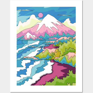 Mountain ocean shore Posters and Art